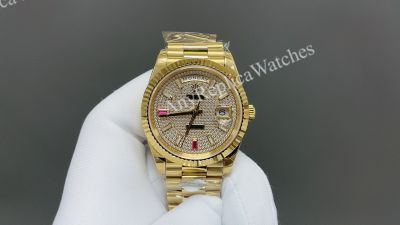 8+ Factory Rolex Daydate 36/40mm DD 3255 Movement Diamond Face Baguette-cut Diamond Markers Watch